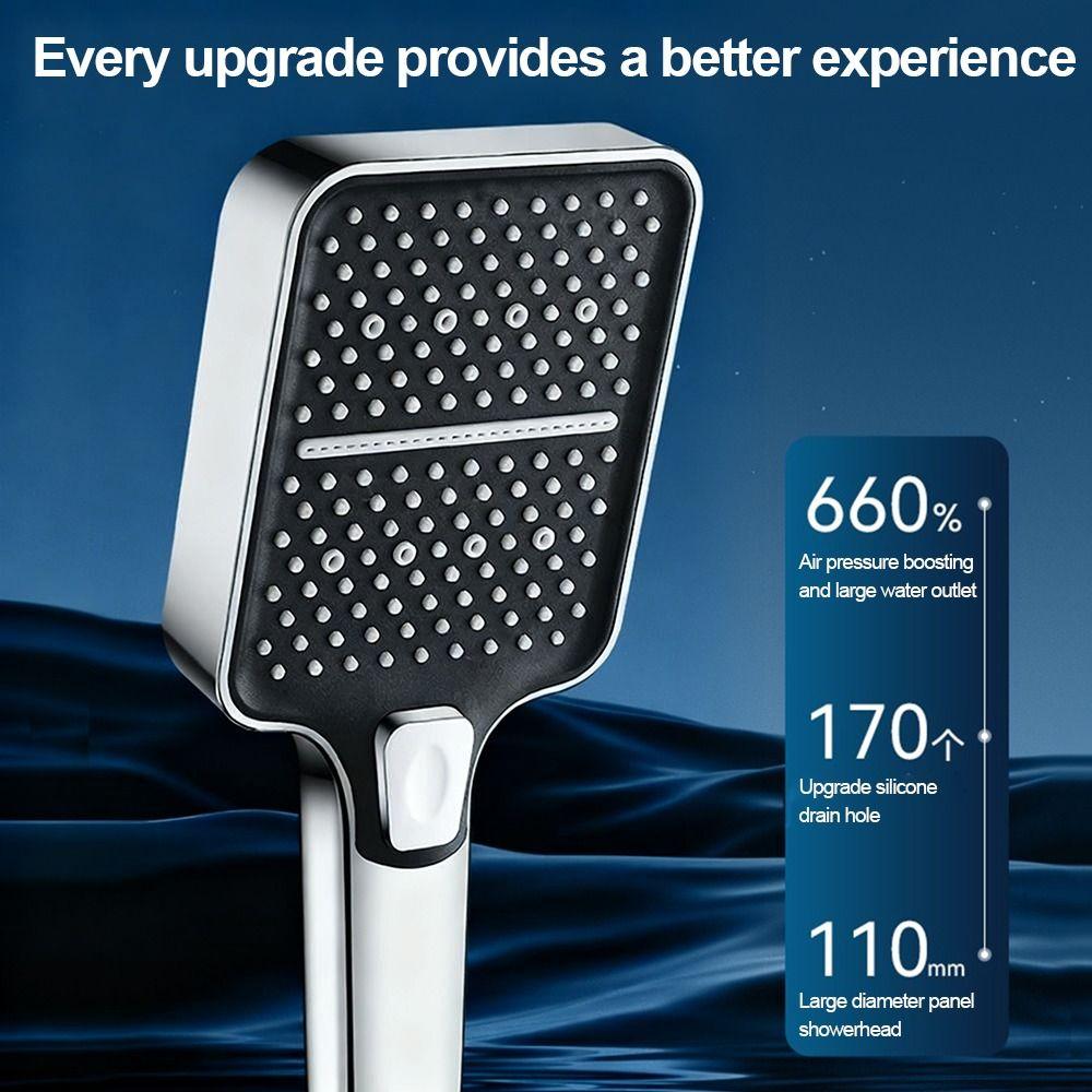 Plastic High Pressure Shower Head Large Flow Water Saving Handheld Shower Head 3 Mode Adjustable Easy Install Shower Sprayer