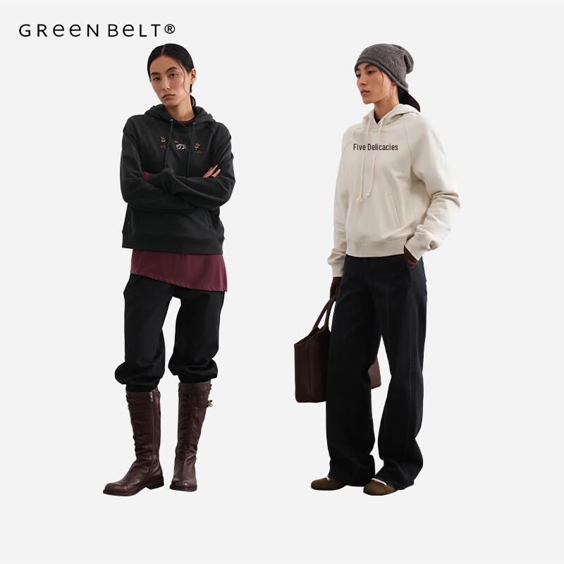 GREEN BELT Women's Puppy Embroidery Hooded Sweatshirt