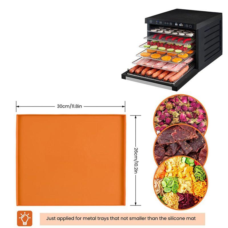 A84X-12X Silicone Dehydrator Trays For Making Fruit Leather, Non Stick Dehydrator Trays With Raised Edge Reusable Mats