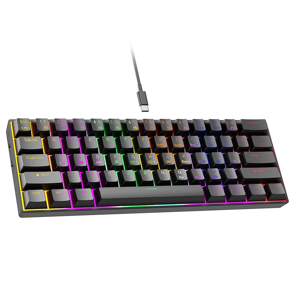 AMZ Hot Sale 60% Mechanical Keyboard 61 Keys 60 Percent RGB LED Backlit Teclado Gamer Wired Gaming Keyboard for Laptop Computer