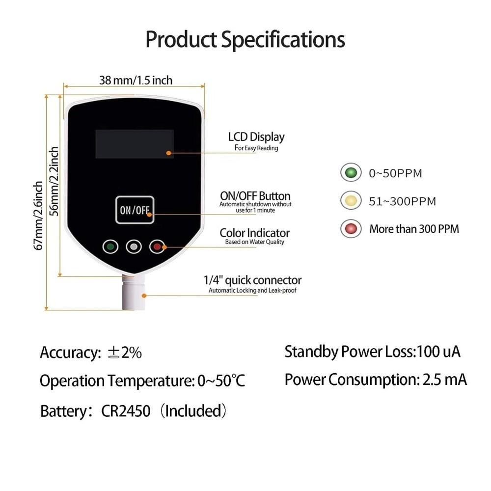 Monitoraggio in Tempo Reale Misuratore Digitale TDS 0-9990ppm Range Monitor Qualità dell'Acqua Per Acquario