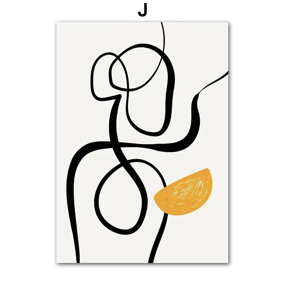 Schwarze Tinte Frau Linie Blätter Abstrakte Galerie Wand Kunst Leinwand Malerei Nordic Poster & Drucke Wand Bild Für Wohnzimmer Dekor