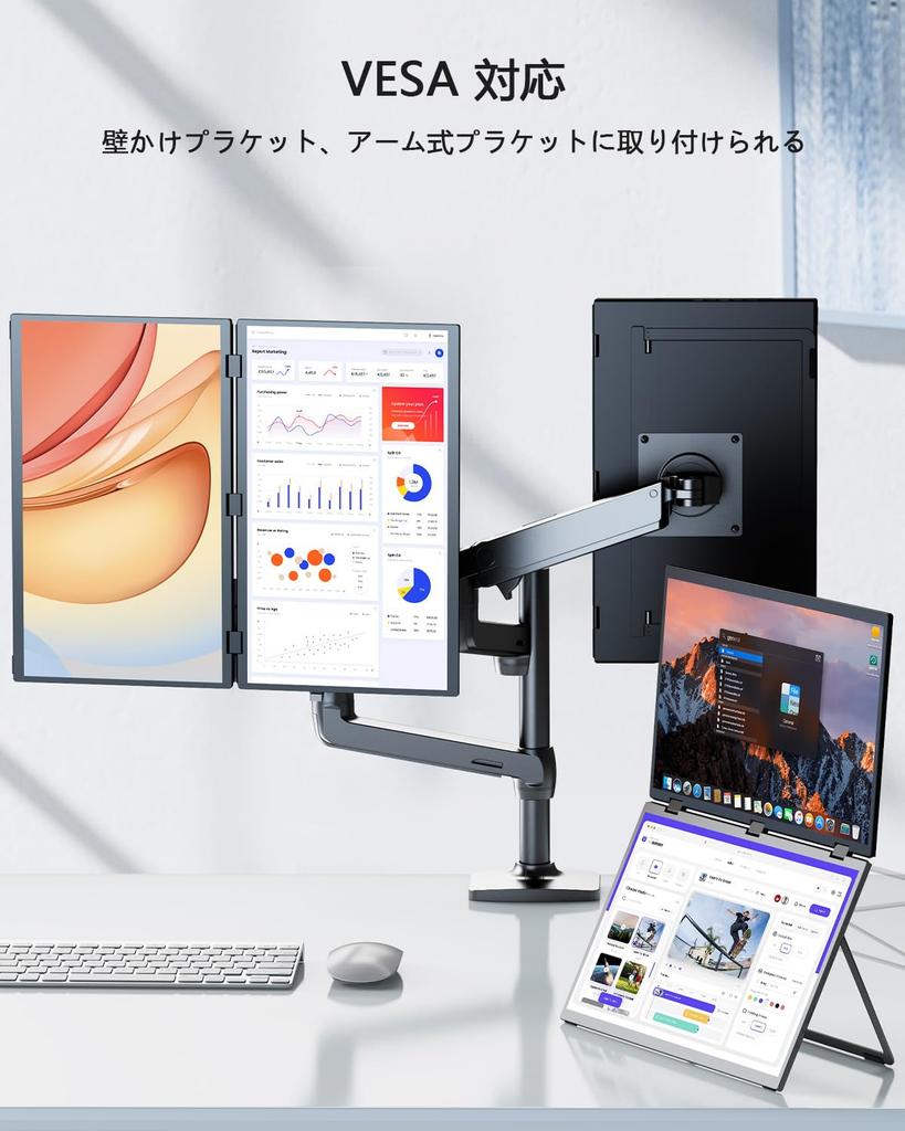 Dual Mobile Monitor Inch Touch Panel Mobile Monitor 2 Screens EVICIV sRGB Triple Monitor FHD1080p Foldable Dual Display Mobile Display Portable