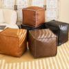 Luxury Light Leather Mat Tatami Floor Storage Seat Cushion Living Room Household PU Leather Seat Cushion Old Clothes Storage Bag