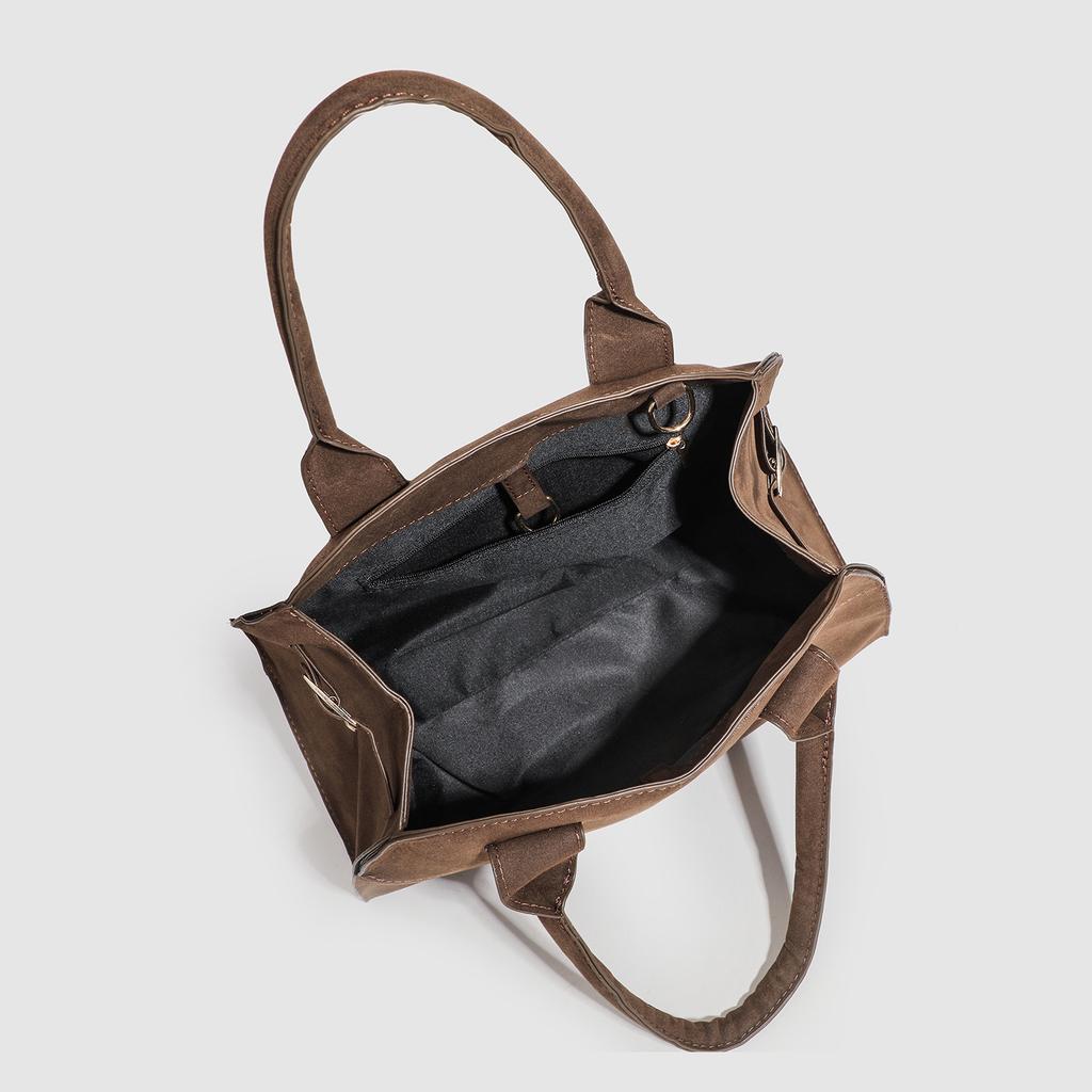 Retro semišová aktovka pro ženy na podzim a zimu Texturovaná kabelka přes rameno Módní taška pro dojíždění pro ženy