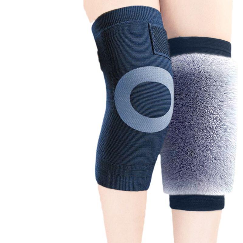 Unisex Non-Slip Lace-Up Rabbit Fur Knee Pads for Warmth and Joint Protection