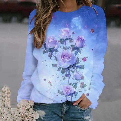 Nuove felpe con fiori di rosa, stampa floreale 3D, autunno inverno, felpe con cappuccio da donna, maniche lunghe, pullover oversize Y2k, abbigliamento femminile