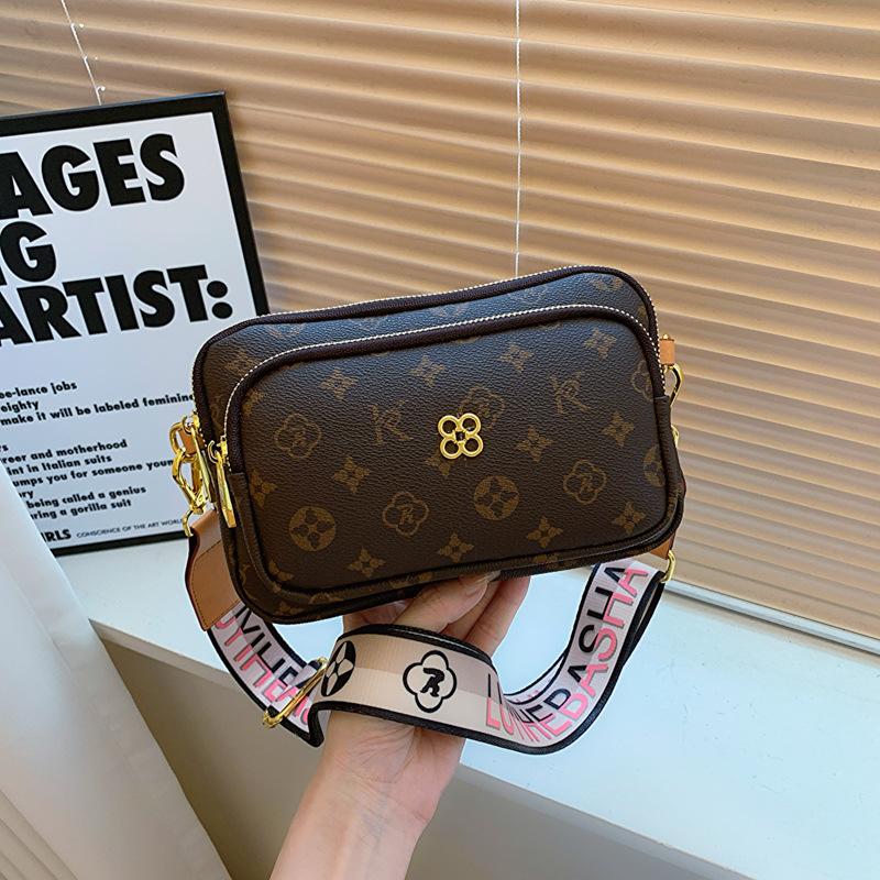 Geantă retro imprimată pentru femei, nouă, casual, la modă, geantă de umăr, de înaltă calitate, versatilă, simplă, geantă messenger cu bandă lată