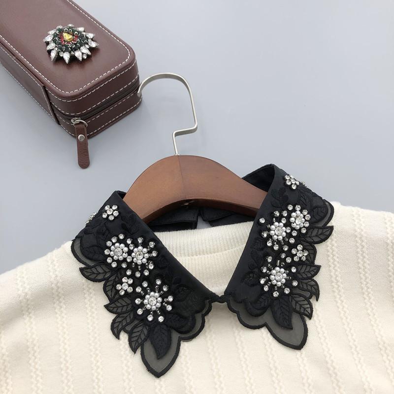 Lace Fake Collar Shirt Women Black White Lapel Ruffles Stand False Collar Woman Girls Detachable Collar Lolita Dress Accessories