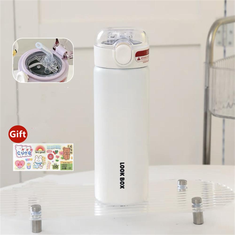 Cană cu Pai 380ml Design Drăguț Ușor de Utilizat Izolație Termică pe Termen Lung Lustruire Fină Termos Drăguț din Oțel Inoxidabil