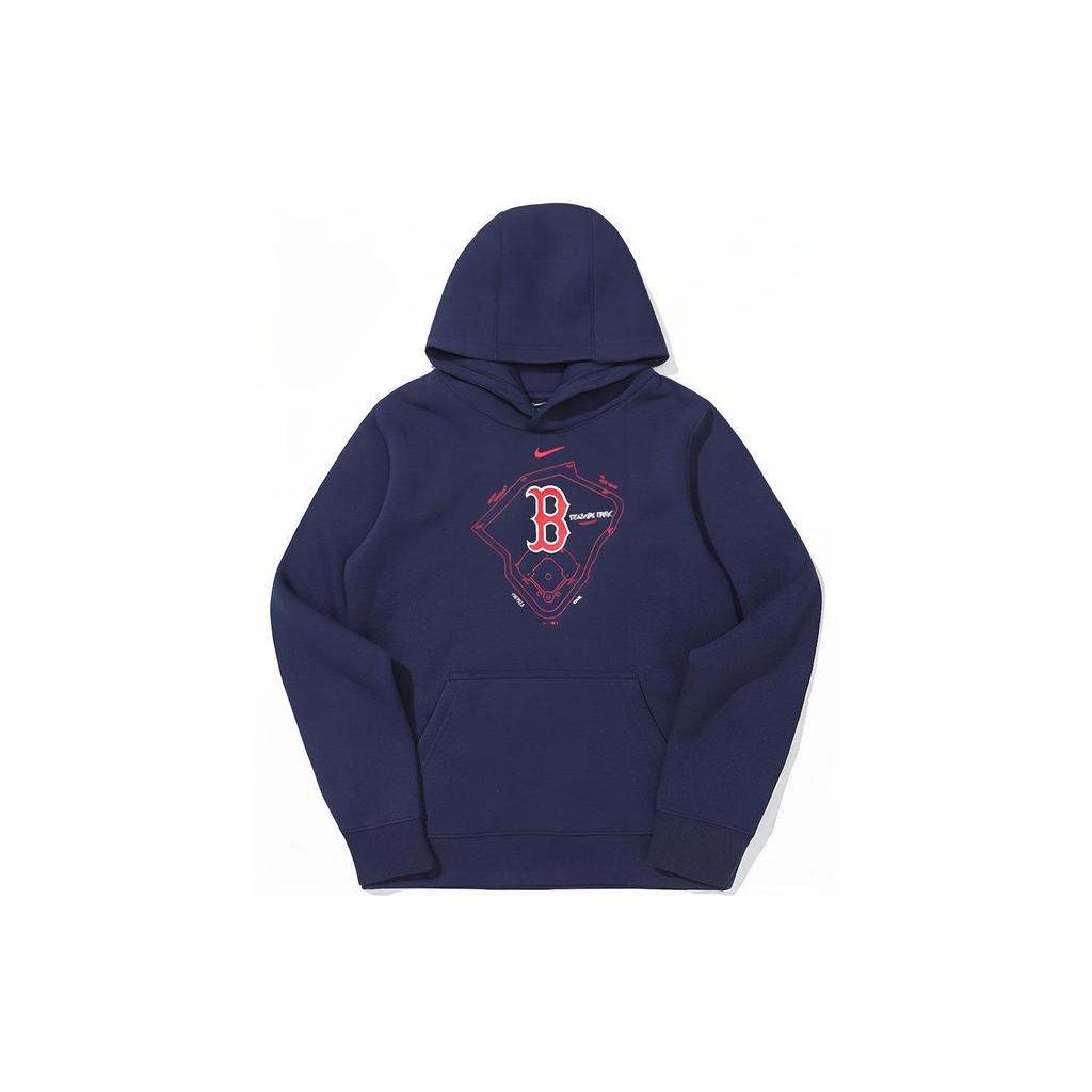 Nike X MLB Mikina Boston Red Sox Potisk loga Přehoz Dlouhý rukáv Dětské mikiny Námořnická modrá 3Z3B7SBF7-BOS