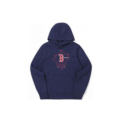Nike X MLB Hoodie Boston Red Sox Buchstabenlogo Print Pullover Langarm Kinder Hoodies Marineblau 3Z3B7SBF7-BOS