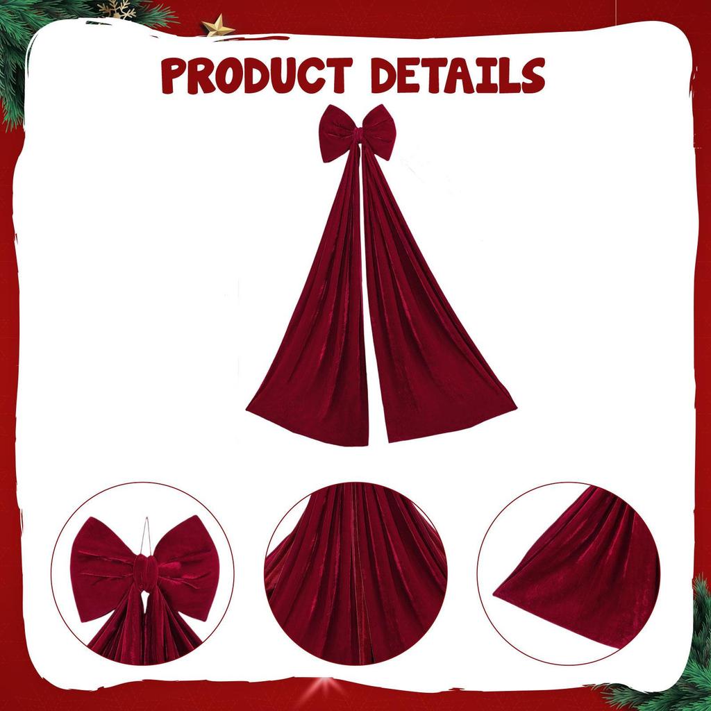 Christmas Red Big Bow Decor Velvet Large for Shower