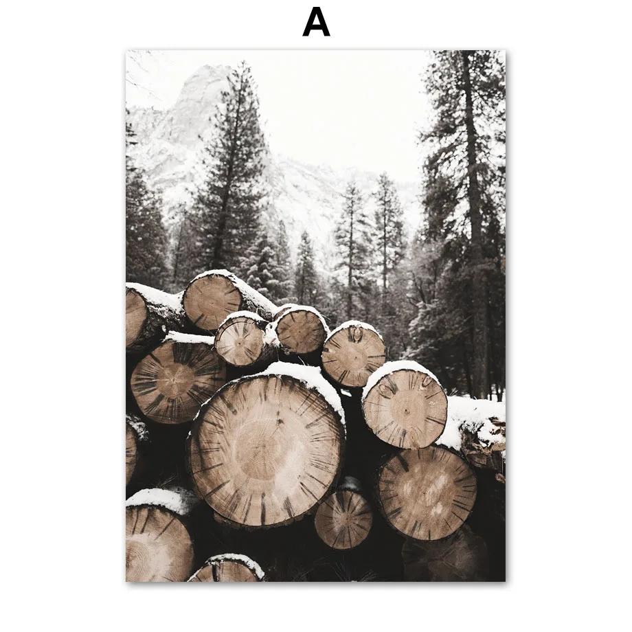 Christmas Winter Pine Forest Deer Lynx Modern Wall Art Canvas Painting Living Room Decoration Posters and Prints Wall Pictures