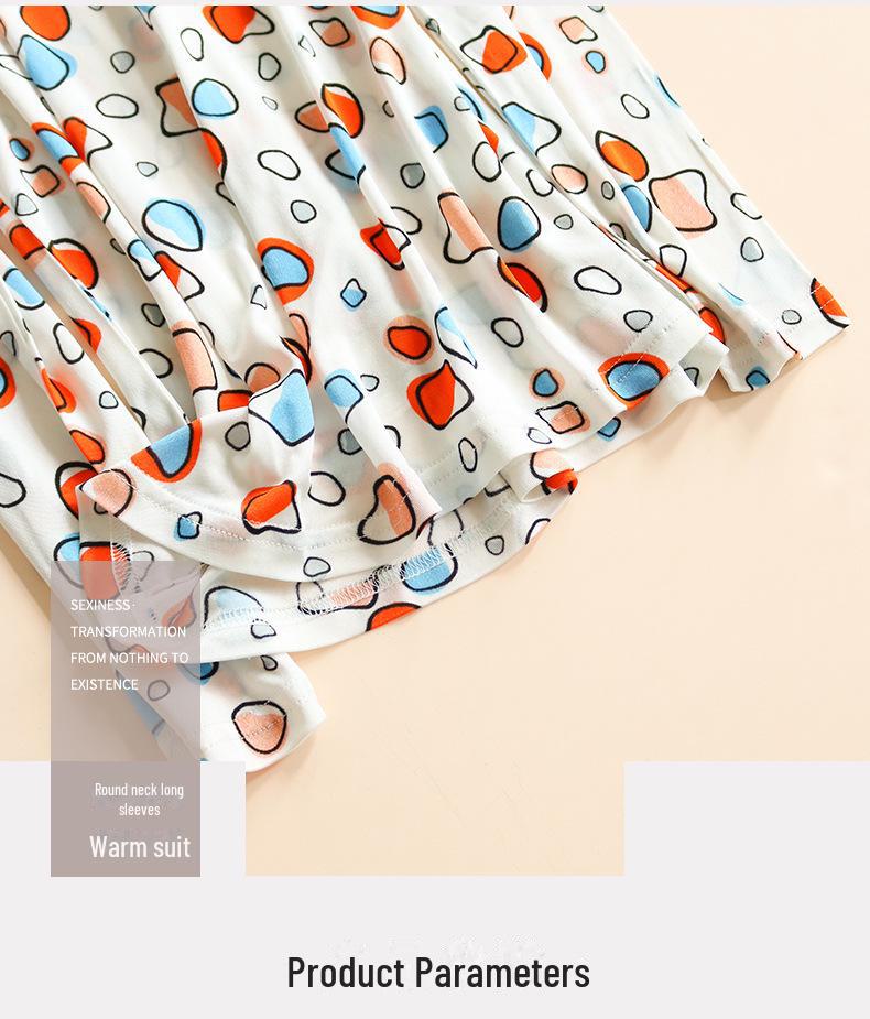 Tangge Silk Autumn/Winter Warm Printed Knitted Underwear Set