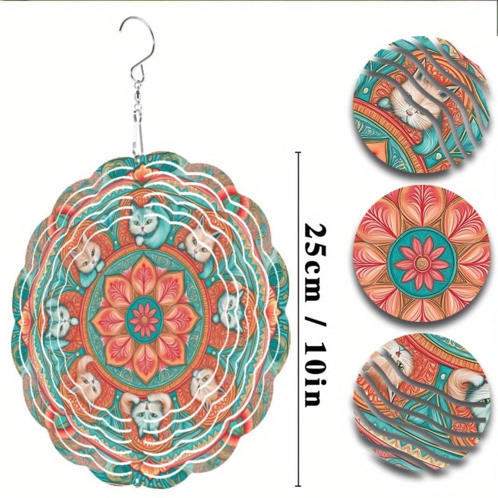 Vibrant Mandala Design Metal Wind Chime for Outdoor Garden Balcony Decor 360 Degree Rotation Handcrafted Artwork All Seasons Hanging Ornament