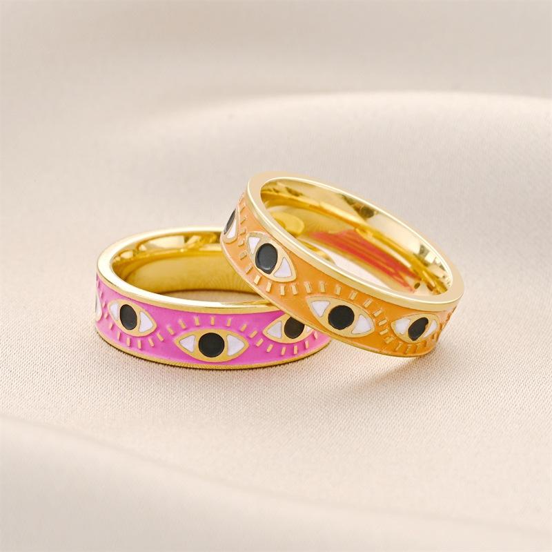 European and American Popular Devil's Eye Titanium Steel Oil Drop Ring Fashion Design Hip-hop Style Couple Ring Hand Jewelry