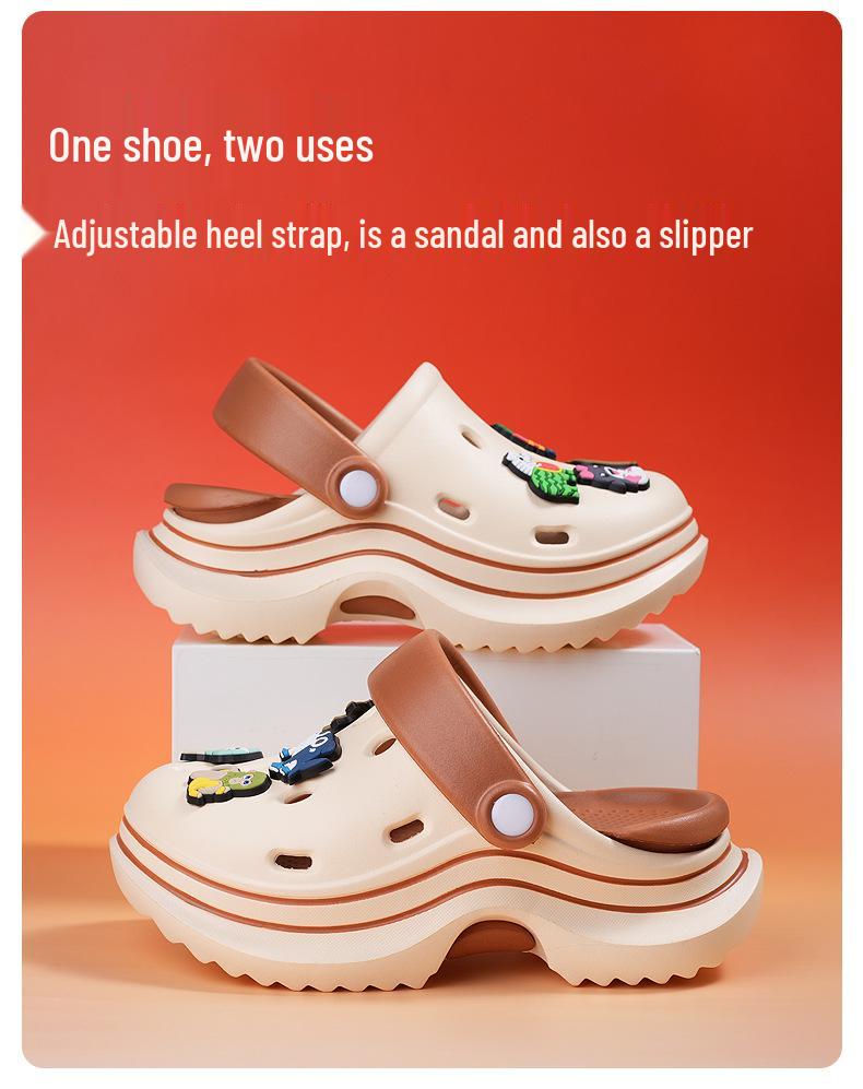 Girls' Summer Perforated Thick-Soled Sandals: Soft EVA Beach Flip-Flops, Hot Style for Outdoor Fun