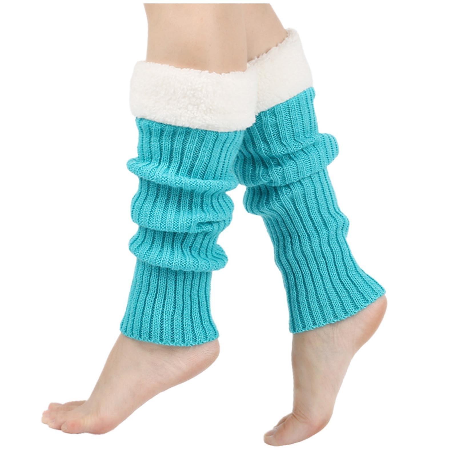 

Женские бархатные теплые вязаные носки, бахилы, ворсовые носки, бахилы и теплые бахилы, гетры One Size небесно-голубой