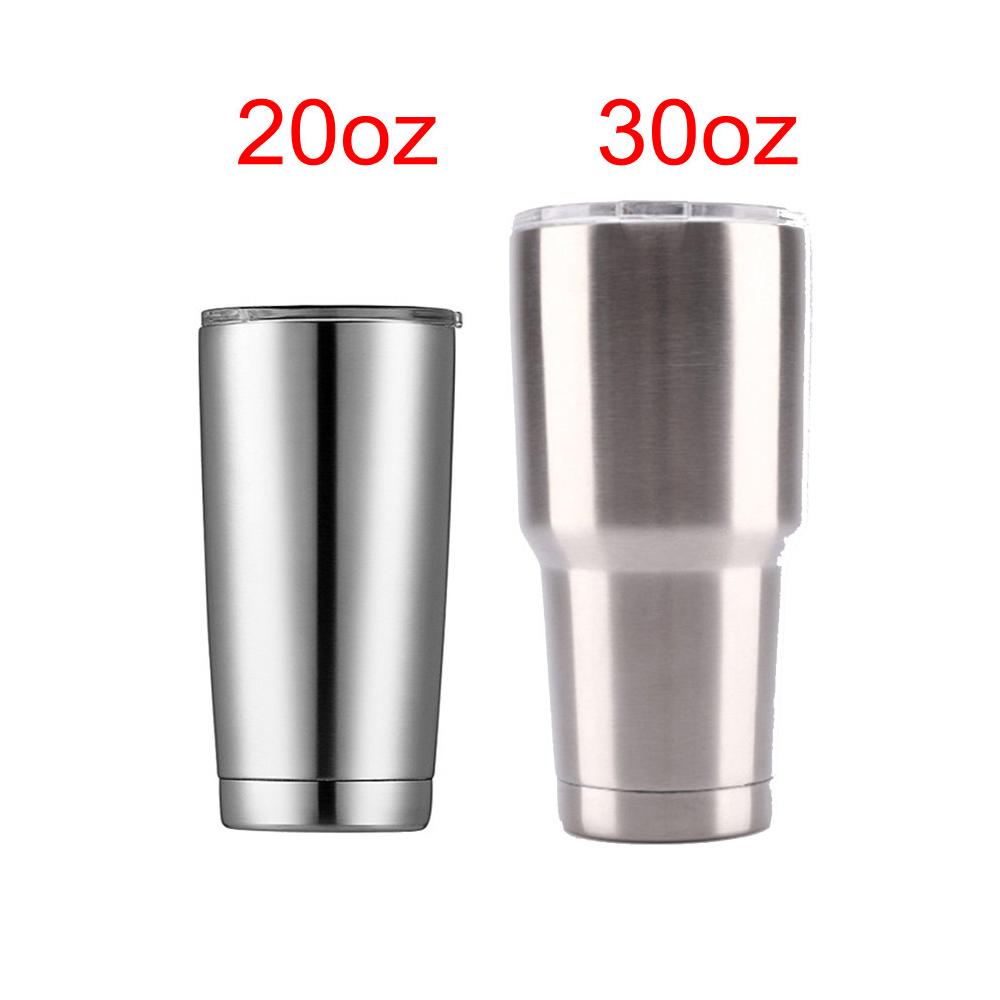 

30oz 20oz Tumblers Travel Mugs Beer Cup With Straw Lids Stainless Steel Vacuum Insulat Thermal Yetys Water Bottle for Car Coffee 600ml (20oz) only серебряный