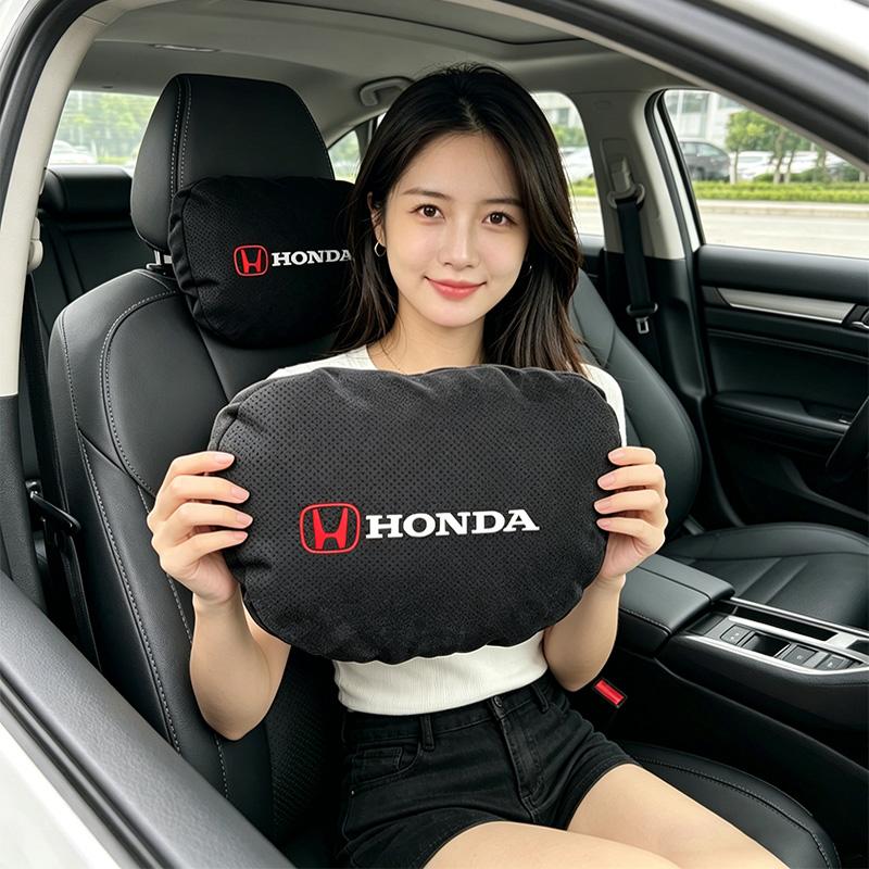 qntbk5 Car Headrest Neck Pillow & Lumbar Support Cushion Auto Interior For Honda CR-V Accord Civic HR-V Pilot Odyssey Fit Jazz Vezel