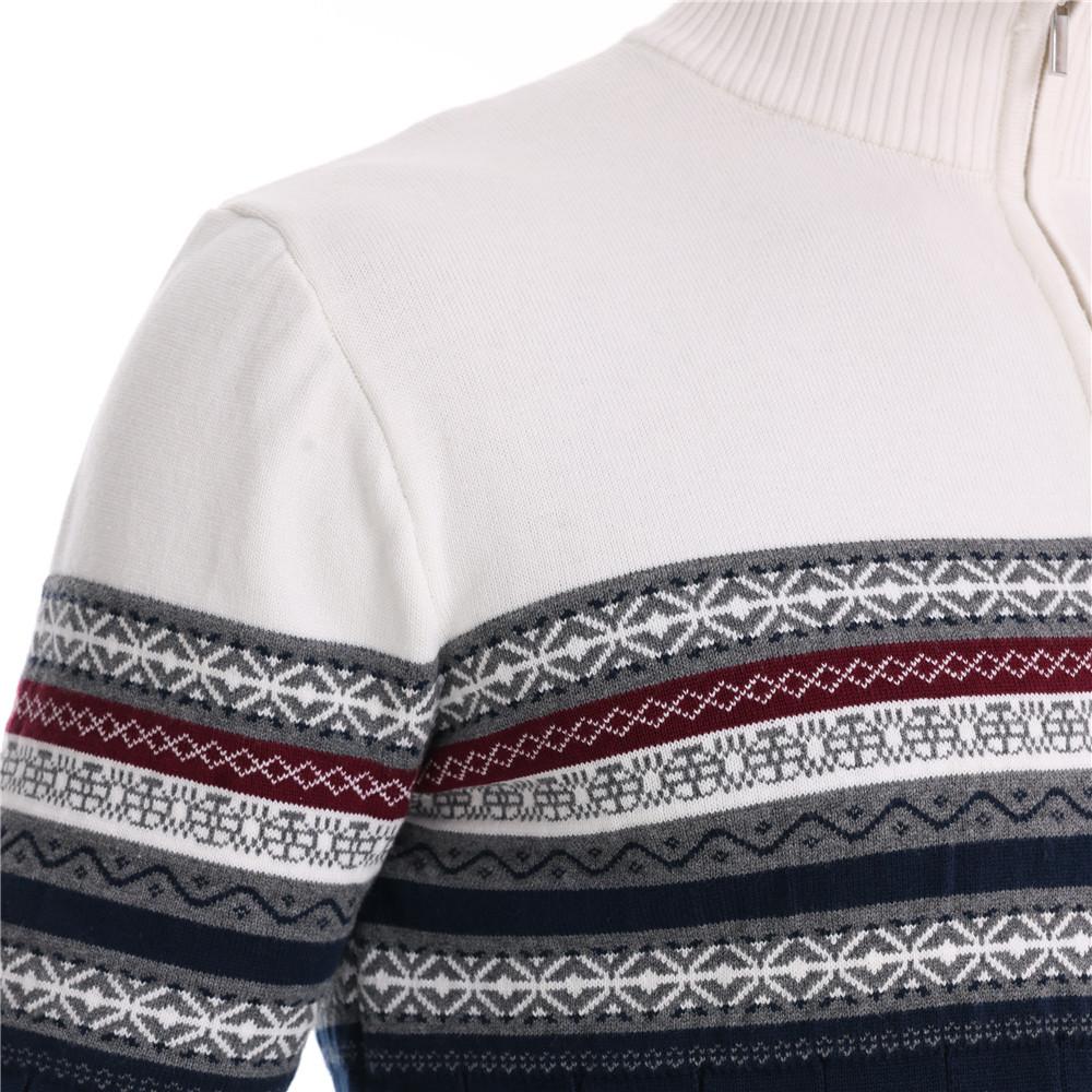 Autumn And Winter New European Style Stand Up Collar Men'S Sweater With Half Zipper Cotton Splicing Casual Knit Sweater