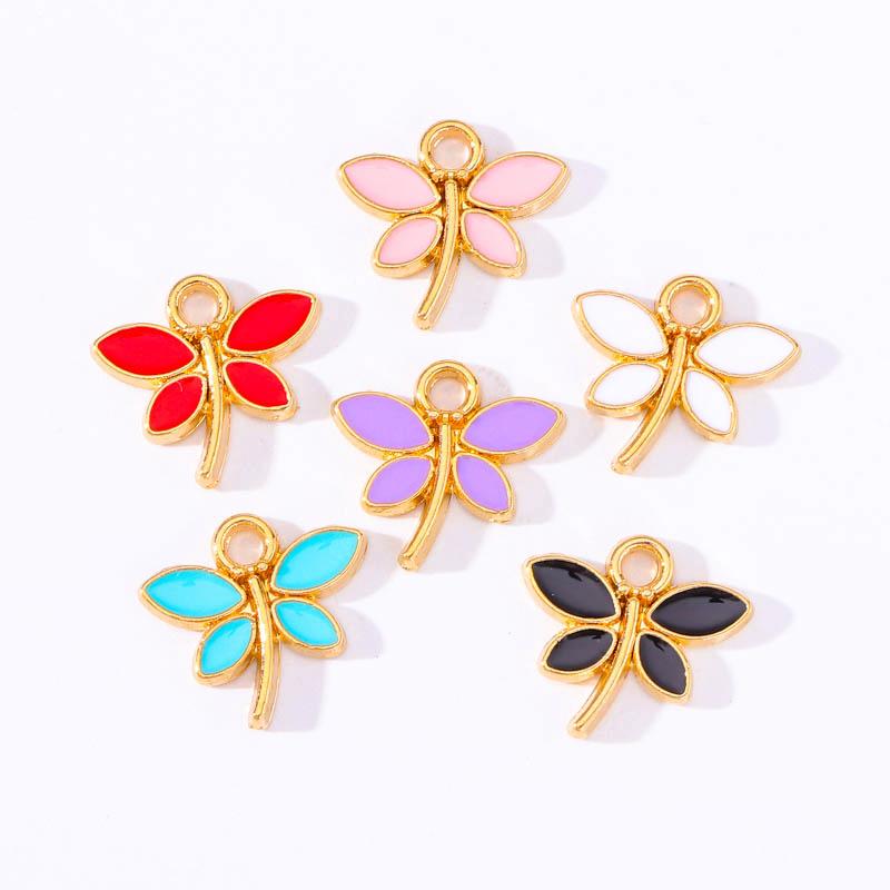 10Pcs 22*17mm Gold Colour Alloy Enamel Bee Pendant Oil Dripping Animal Charms for Jewelry Making DIY Necklace Earrings Accessory
