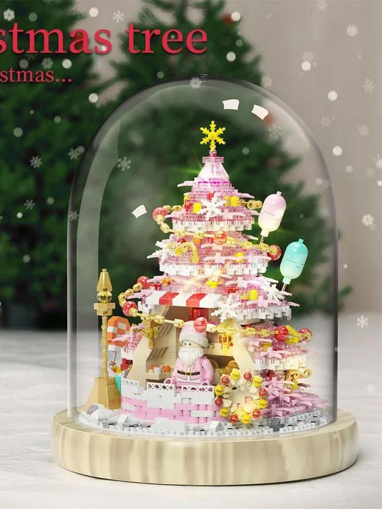 Latest Small Blocks Fun Christmas Tree Goods Music Box Santa Claus Construction Blocks Toy Adults Present Xmas New Year Girl  Yg