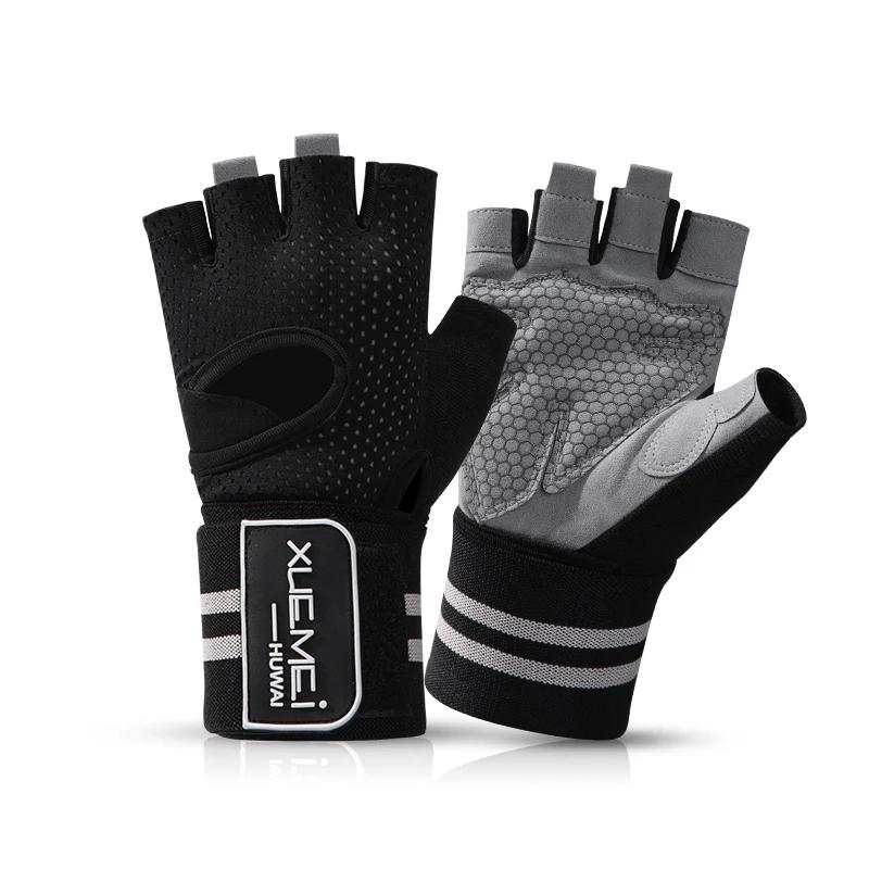 Hot Selling Exercise Training Custom Wrist Support Women Men Bodybuilding Fingerless Gym Gloves M чёрный