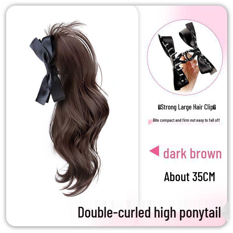 

Hepburn Style Curly Black Bow Ponytail Hair Clip