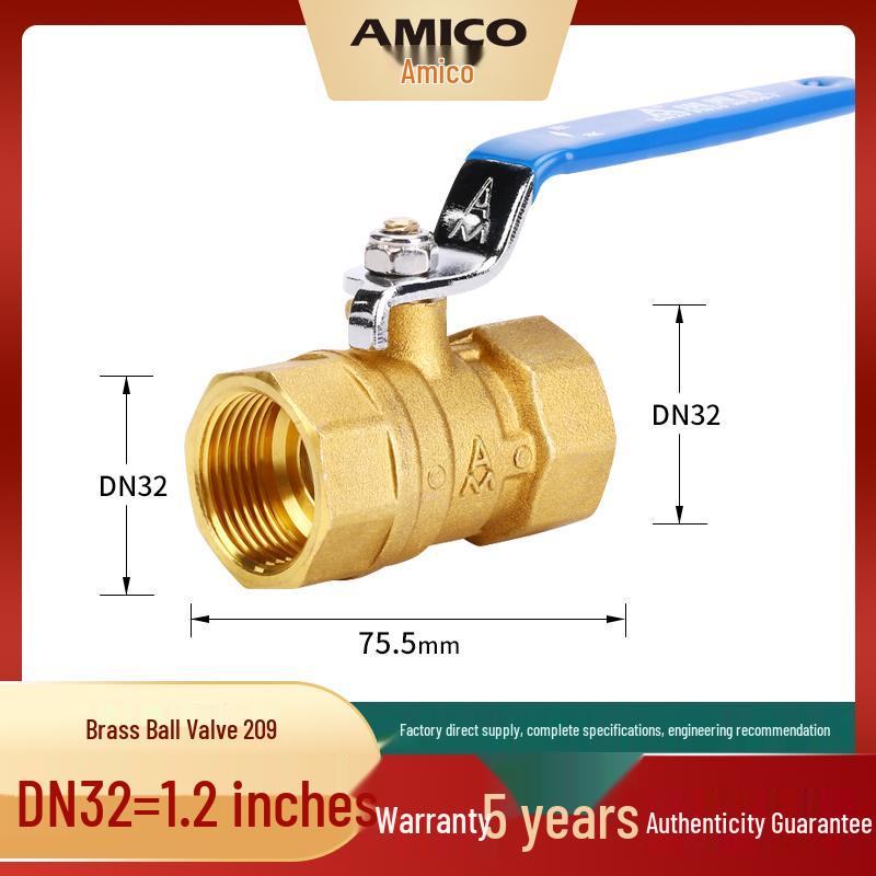 Emeike Brass Ball Valve - Copper, Internal Thread, Water Switch for Household (4-point, 6-point)