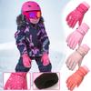Girls Winter Ski Gloves Insulated Waterproof Windproof Cold Weather Outdoor Snow Gloves with Adjustable Wrist Strap and Ribbed Cuff for Kids