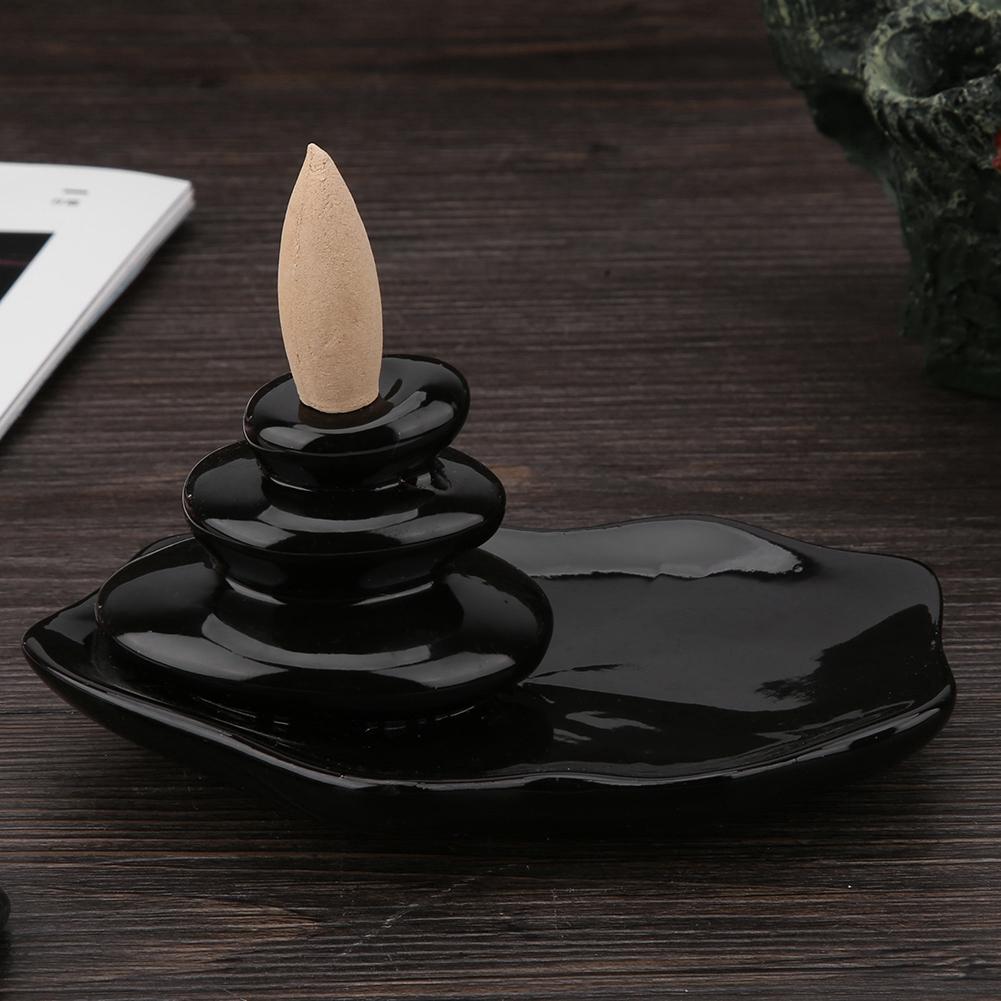 Home Decor Black Glaze Backflow Stick Incense   Ceramic   for Thouse