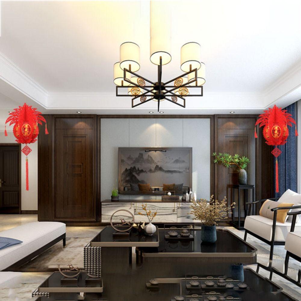 Lint/Gold Foil Good Luck Lanterns 3D Chinese Lint Lanterns Spring Festival Hanging Pendant  Party