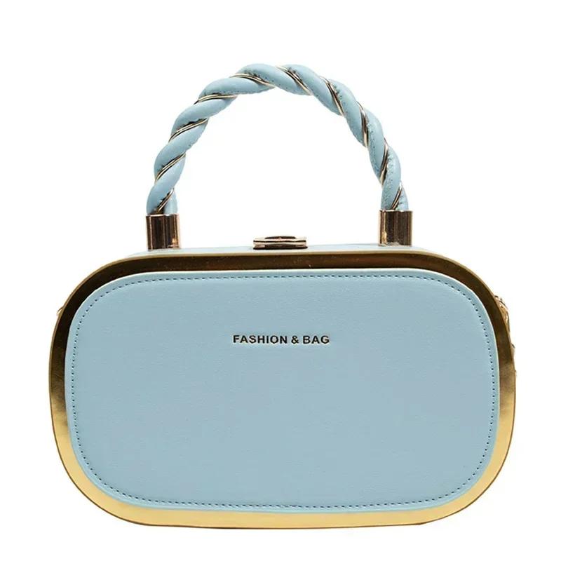 Fashionable Women Chain Box Bag Pu Shaped Small Square Bag Simple Crossbody Bag Portable Handbag Lady Shoulder Bag New Design