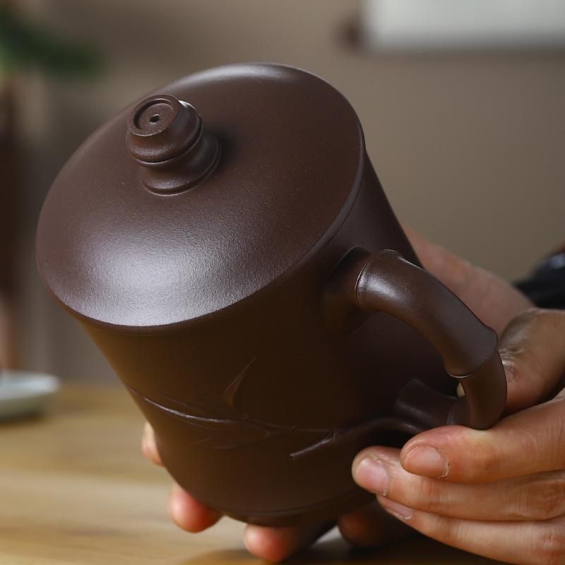 Junlixuan Zisha Cup, Yixing Handmade Original Ore Purple Clay Tea Set, Zisha Cup, Tea Brewing Cup, Bamboo Cup, 500ml