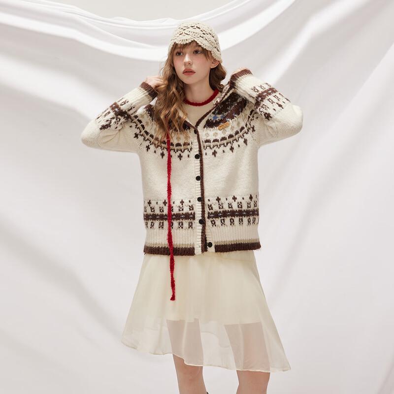 UNIFREE Women's Fair Isle Soft Hooded Knit Cardigan