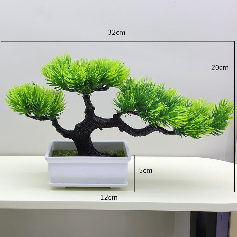 Artificial Pine Bonsai Desktop Decoration - Small Potted Green Plant Ornament for Living Room