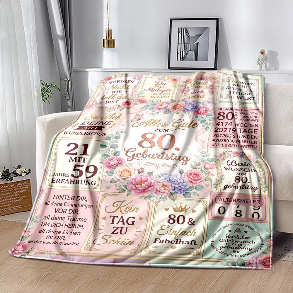 Celebrating 80 Years Of Excellence Flannel Blanket-Soft and Suitable for Sofas,Beds,Offices,Travel,All Seasons,Great Gift for Holidays and Birthdays.
