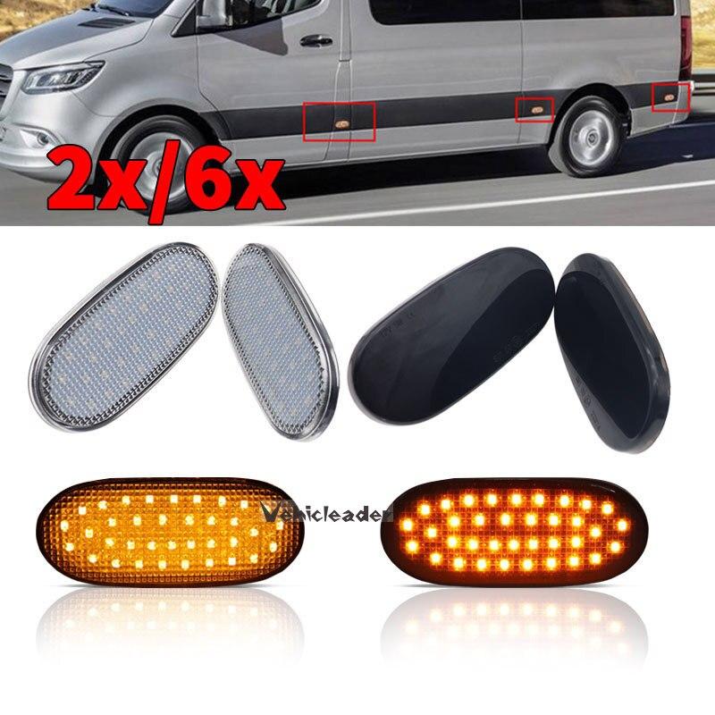 6pcs Dynamic LED Side Marker Light Side Repeater Lamp Turn Signal Light Panel Lamp For Volkswagen Crafter 2006 For Benz Sprinter W906