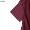 ZANZEA Women Casual Round Neck Summer Short Sleeve Dress