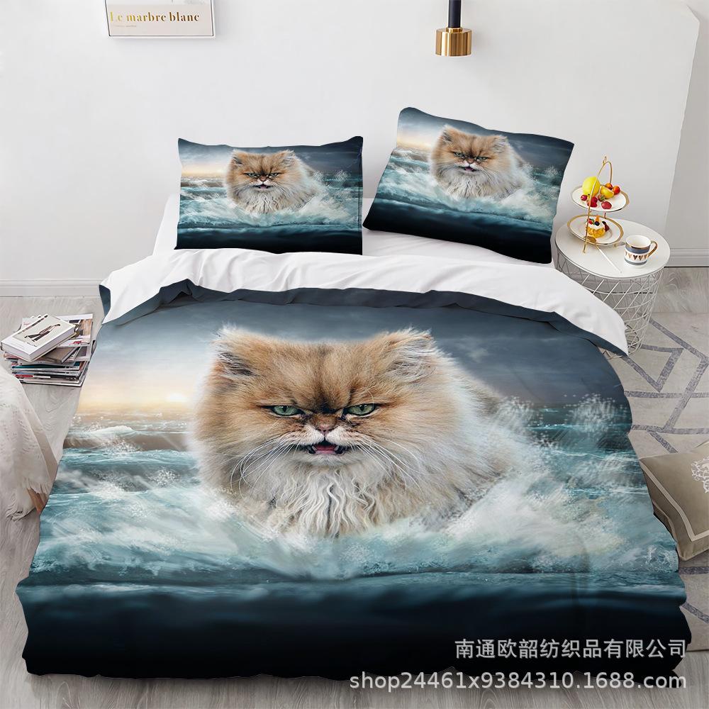 

Three-Piece 3D Cat Print Bedding Four-Piece Set, Kit Home Textiles EU Twin 135x200cm