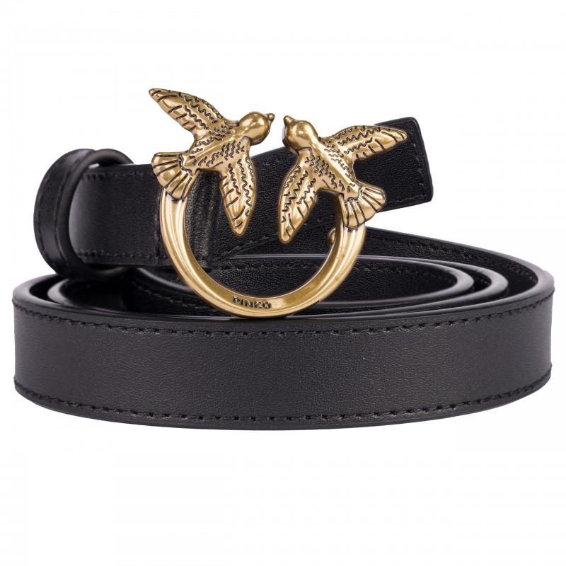 SuperMerchantEU Pinko Luxe Dames Leren Riem Love Berry Klein Goud - Maat: M