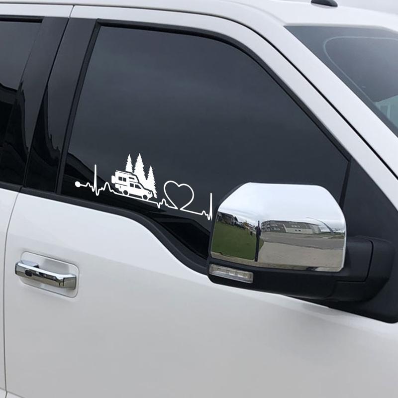 Car Window Side Sticker Fit Pickup Truck Camper Graphics Heartbeat Trees Decor Decal Vinyl Film Cover Auto Tuning Accessories