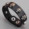 Halloween Punk Rock Skull Rivet Bracelet, Gothic Pu Leather Cuff Bracelet, 80S Wristband Bracelet, Adjustable For Men And Women