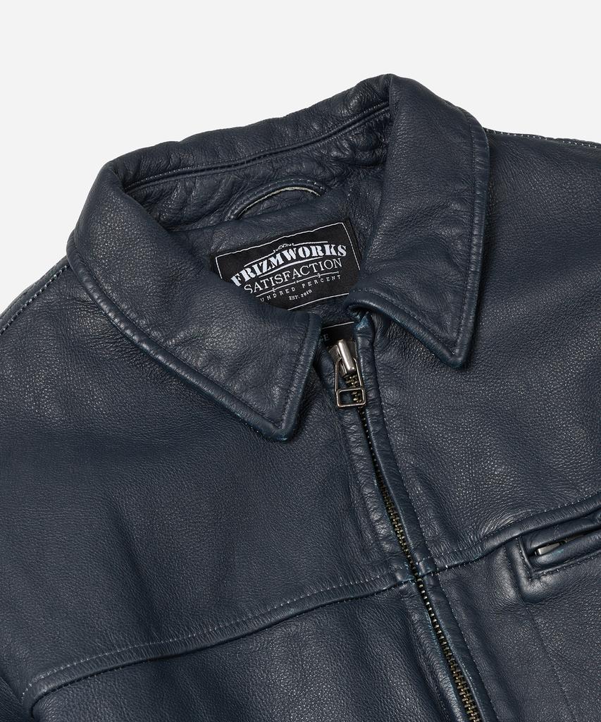 Frizmworks Destroyed Cowhide Leather Jacket _ Washed Navy