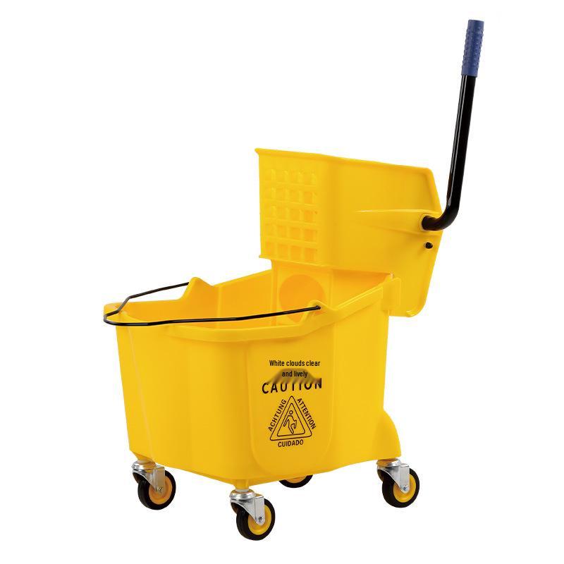 White Cloud Thickened Hands-Free Mop Bucket with Squeeze Water Extractor