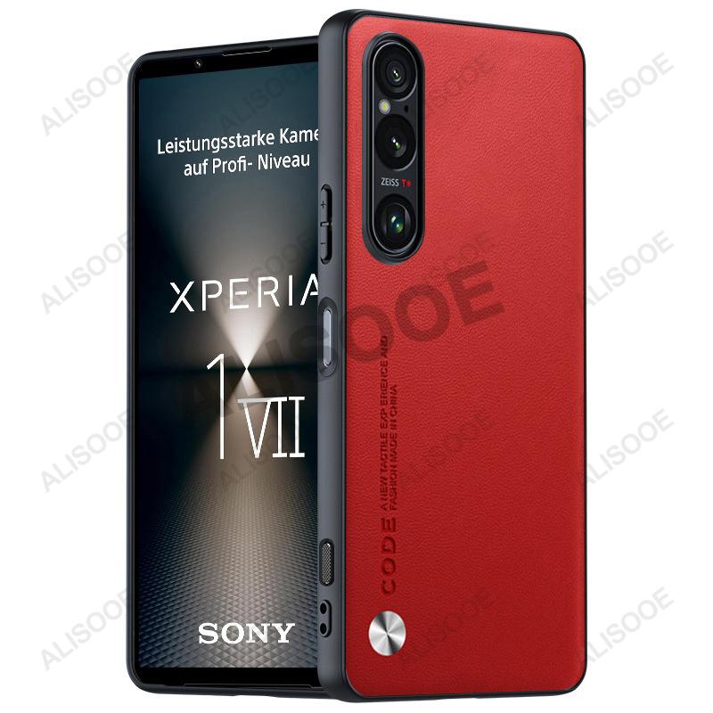 Für Sony Xperia 1 VII Hülle Luxus Fasertextur PU-Leder Schutz Kunststoff Hartschale für Sony Xperia1 VII Capa Fundas