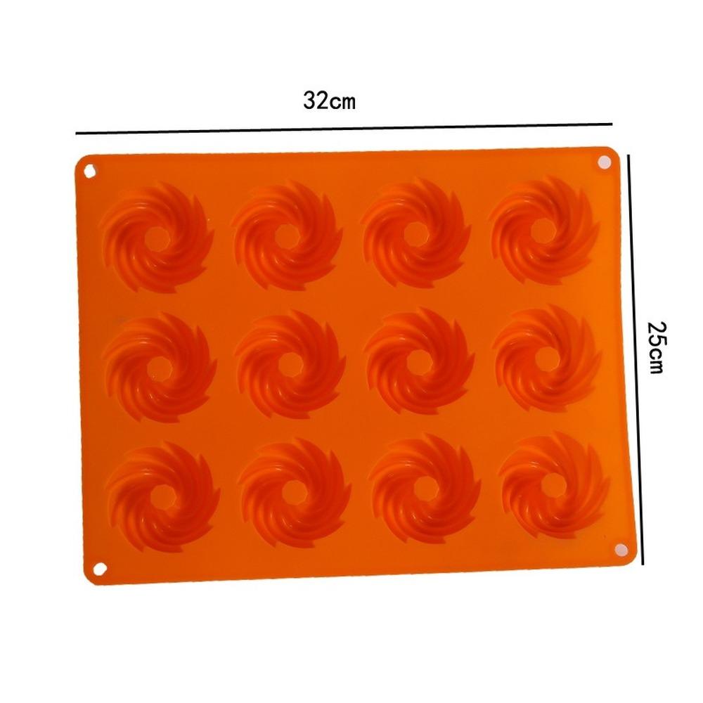 12 Even Cookie Silicone Cake Mold Baking Diy Cookie Shape Whirlwind Chocolate Mold