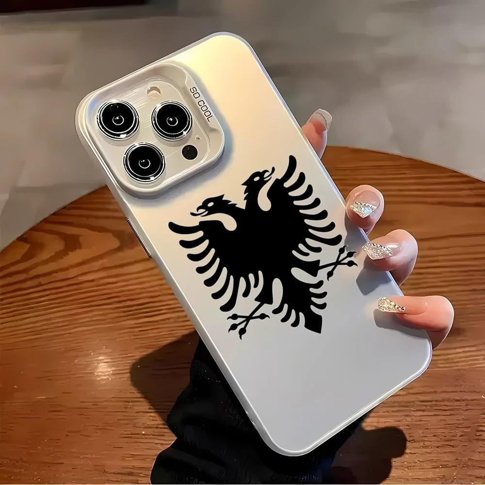 

Creative Albanian Pattern Phone Case For iPhone 16 15 14 13 12 11 Pro Max Featuring a Shockproof Matte Case Cover For iPhone 16 ProMax белый